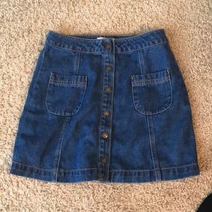 forever 21 denim skirt snap button front